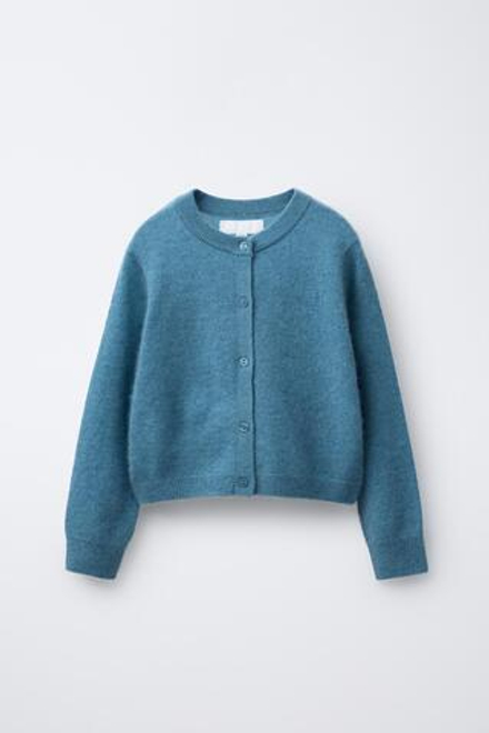ZARA КАРДИГАН ИЗ 100% КАШЕМИРА, ЛИНЯЛЫЙ СИНИЙ