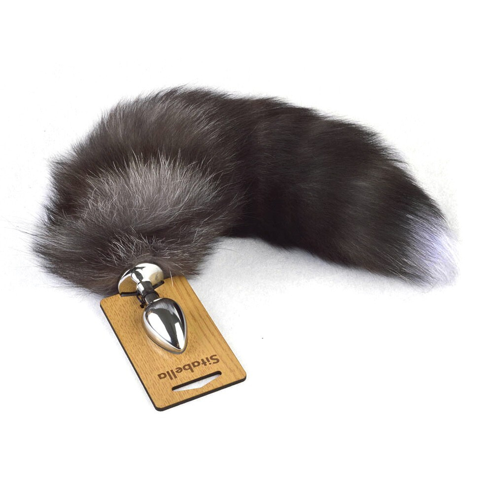 Анальная втулка Sitabella с темно-серым хвостом 6,5 см