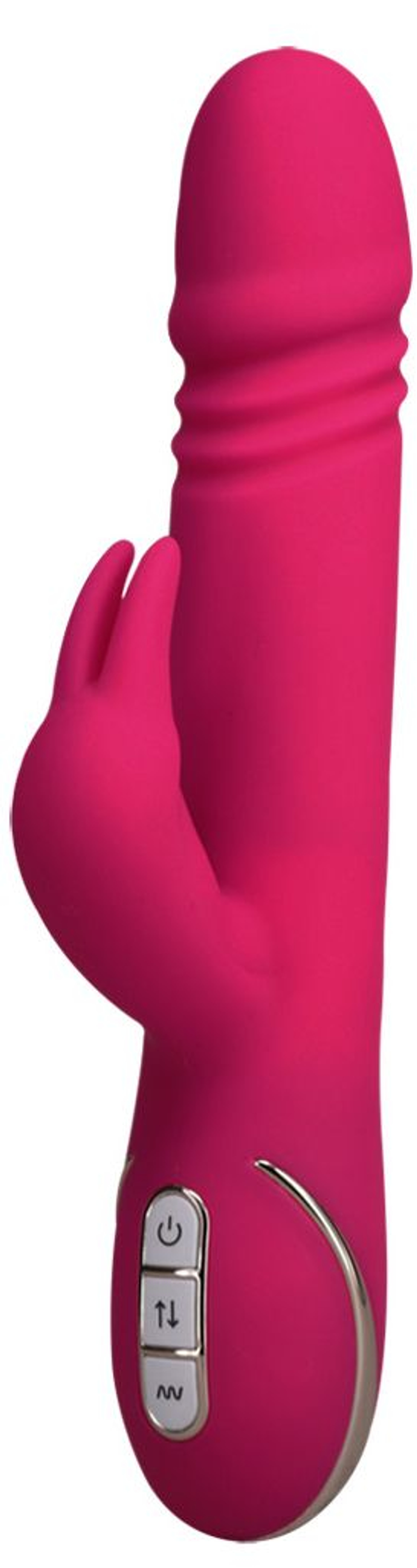 Розовый вибратор с выпуклой головкой и стимулятором клитора Rabbit Skater - 23 см. (Цвет: розовый)