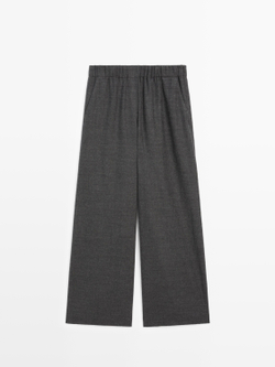 Massimo Dutti Брюки широкие, текстурированные, из 100% шерсти, темно-серый