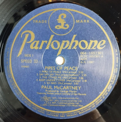 Винтажная виниловая пластинка LP Paul McCartney Pipes Of Peace (Greece 1983)