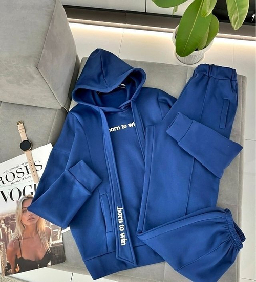 Костюм двойка женский, флис, цвет синий