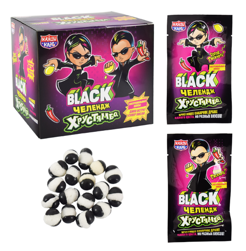 Хрустящее сахарное драже "Хрустямба. Black Челендж" 10г*30шт*12 блоков