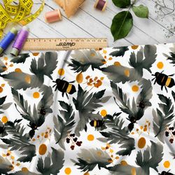 Ткань премиум бифлекс насекомые акварелью