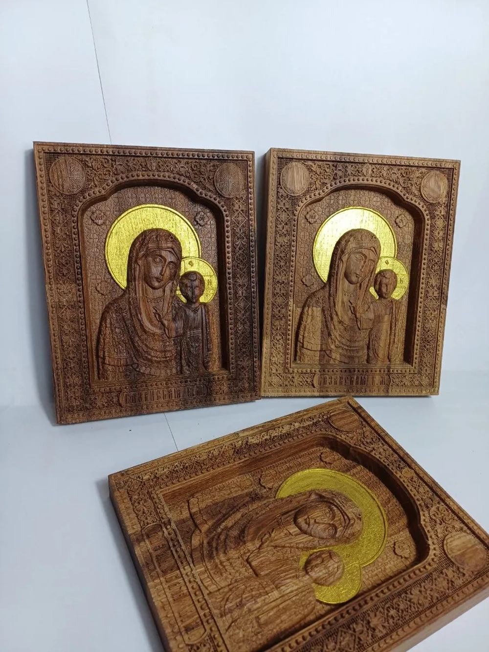 Освященная Икона Казанской Божией Матери 14х17.4см дуб - Км