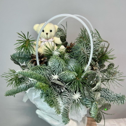 «Снежный друг» композиция из Нобилиса,кедра,шишек и декора