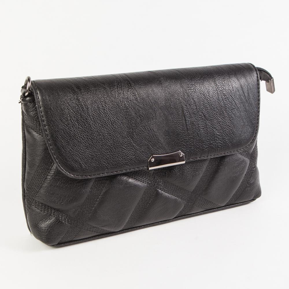 Маленький стильный женский повседневный клатч сумочка чёрного цвета из экокожи Dublecity DC805-1 Black