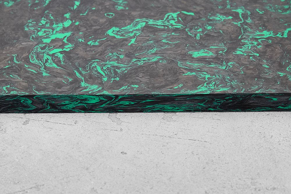 Карбон хаотичный, плашка 130x85x8мм, зеленый