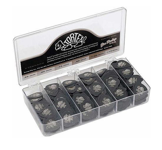 Коробка медиаторов, 6 толщин, 432шт, Dunlop 4820 Tortex Pitch Black Jazz III