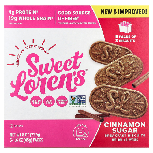Sweet Loren's, печенье для завтрака, с корицей и сахаром, 5 пакетиков по 45 г (1,6 унции)