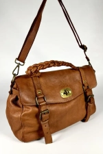 Женская сумка-портфель из натуральной кожи цвета whisky