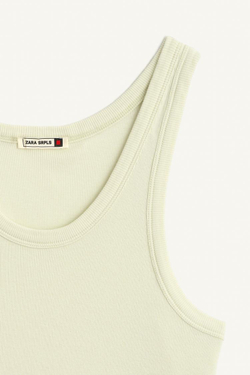 ZARA ТОП В РУБЧИК ИЗ ХЛОПКА, МЯТНЫЙ