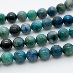 Хризоколла с шаттукитом (в породе), диаметр 8-8,2 мм, цена за 22-23 шт (1/2 нити)