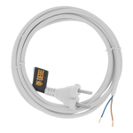 Шнур сетевой Energy Series, ПВС, 3 м, 2 x 1 мм, с неразборной вилкой, белый, Denzel