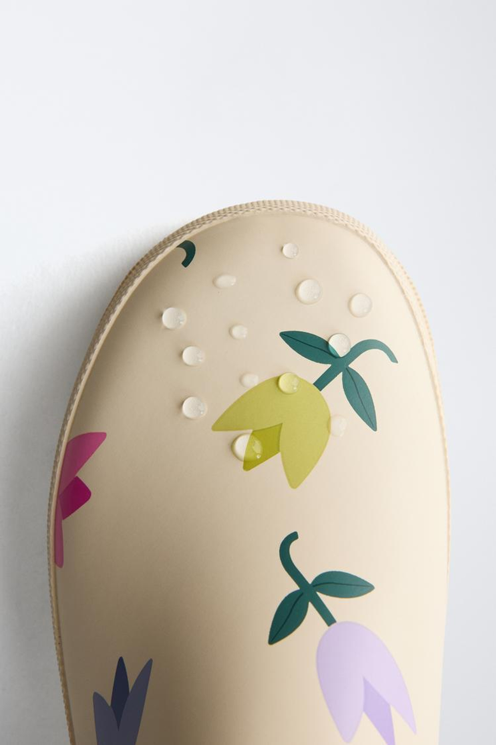 ZARA РЕЗИНОВЫЕ САПОГИ С ТЮЛЬПАНАМИ, ЭКРЮ