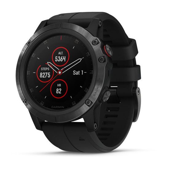 Мужские мультиспортивные часы Garmin Fenix 5X Plus Sapphire - черные с черным ремешком 010-01989-01
