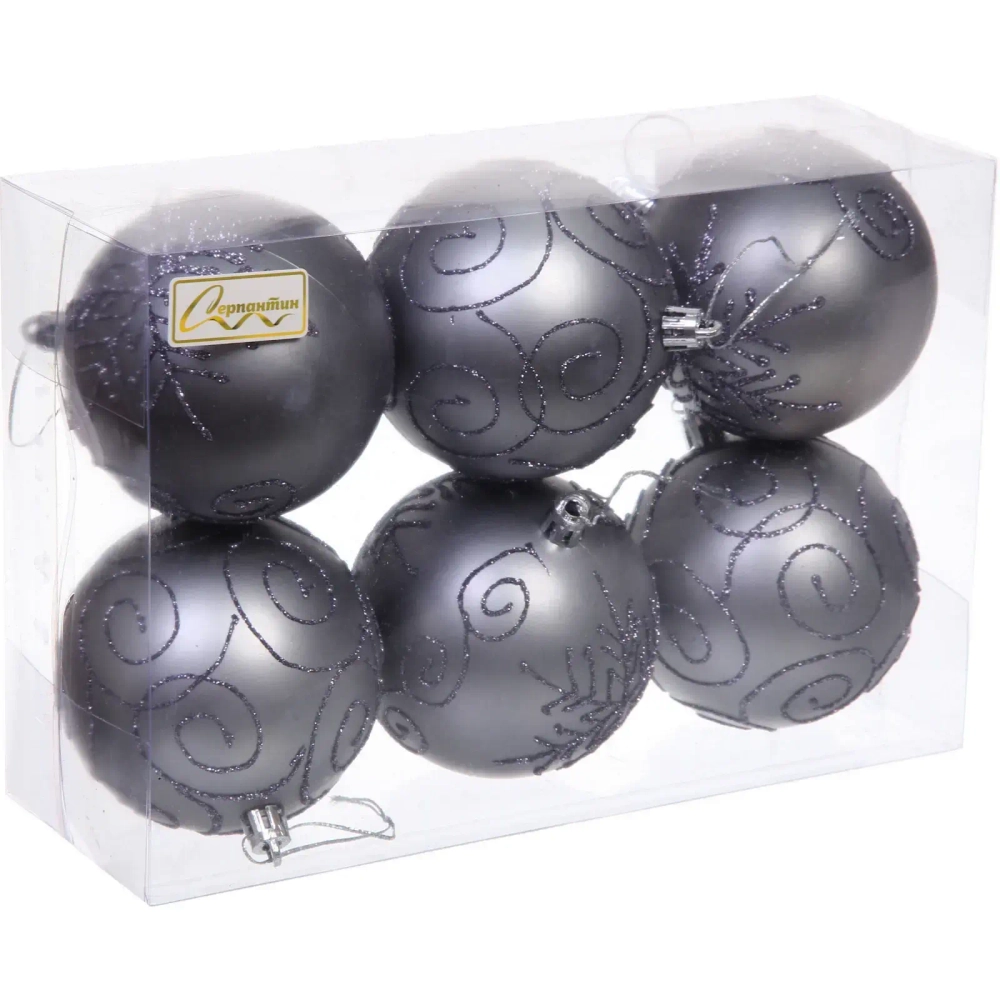 Набор шаров 8 см «Magic wish» (набор 6 шт), Графит
