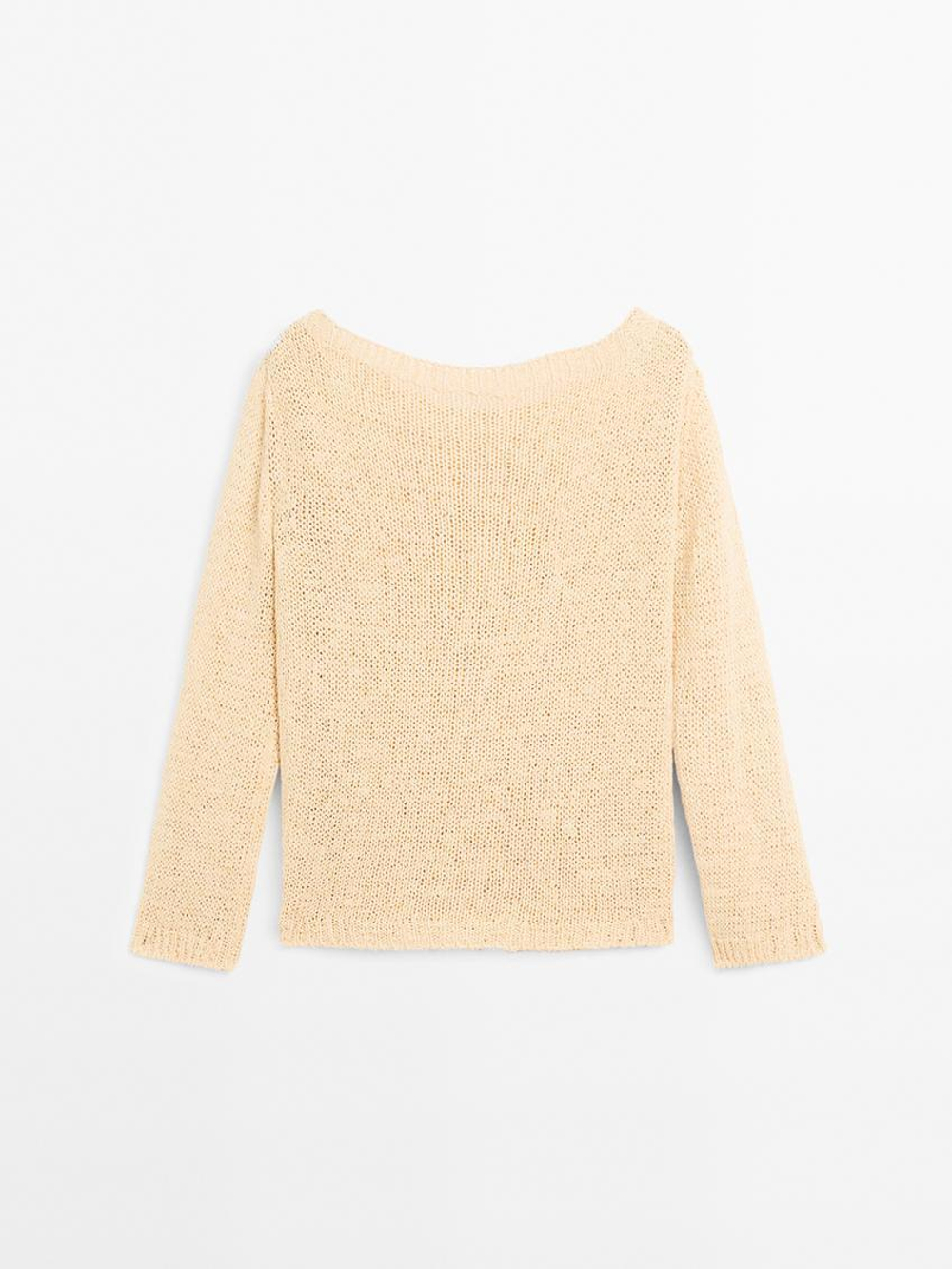 Massimo Dutti Свитер с вырезом «лодочка», ванильный