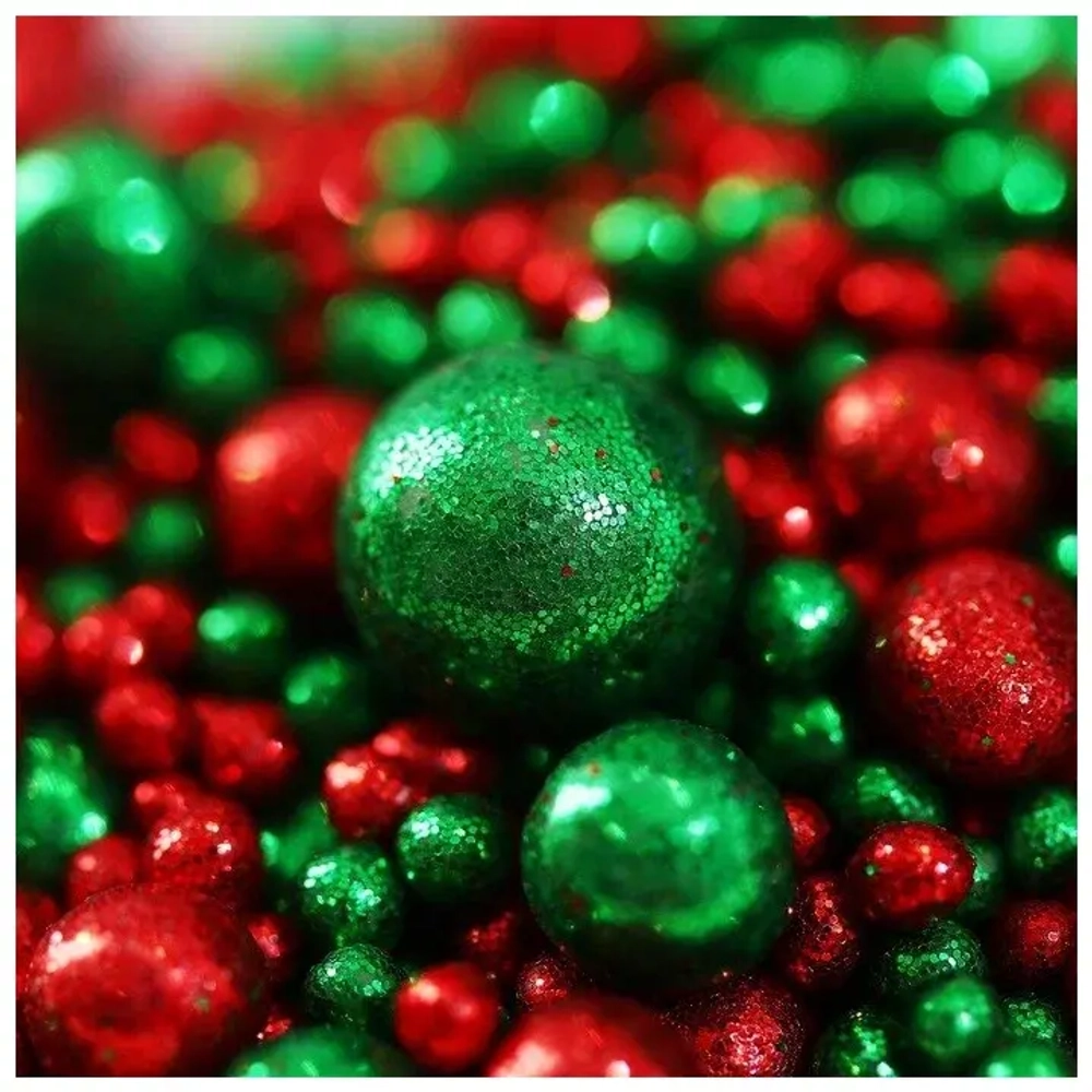 Шарики кранч БЛЕСК красно-зеленый микс 50 гр.