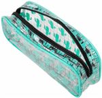 Пенал-косметичка BRAUBERG LUCENT на молнии, прозрачный, "Cactus", 21х5х9 см, 270053