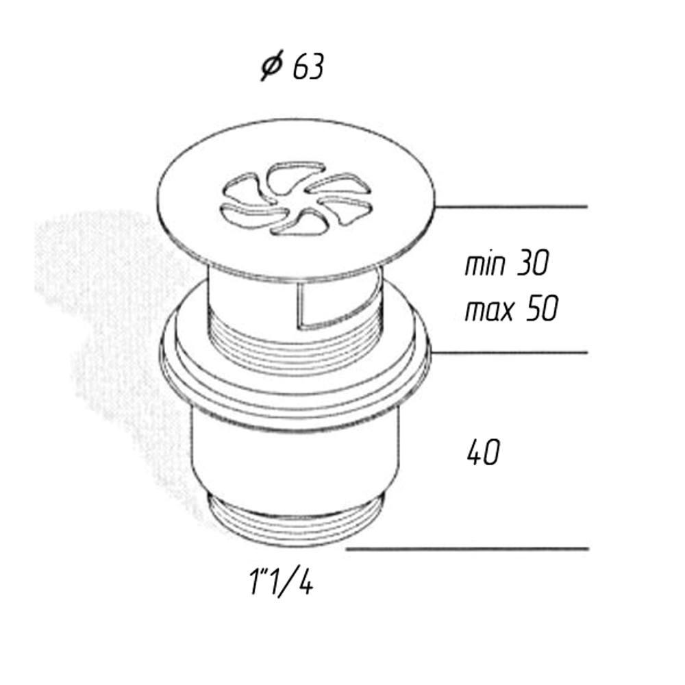 Донный клапан Migliore 17949 хром под перелив  с выпуском схема