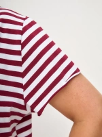 Футболка дизайнерская тельняшка оверсайз с фигурным низом