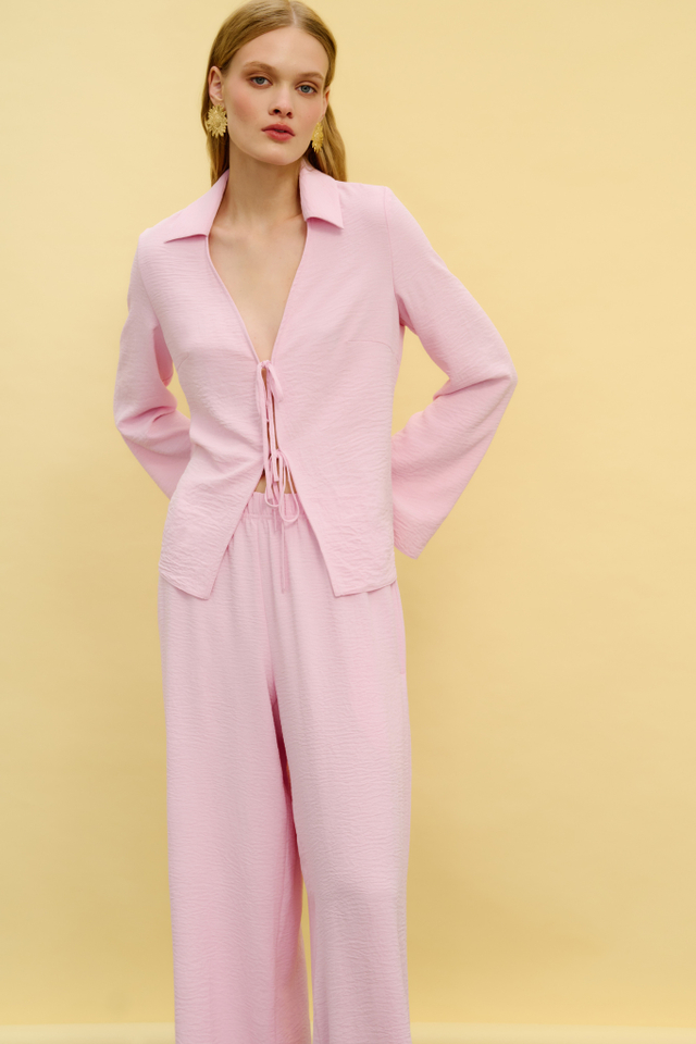 Брюки из жатого хлопка