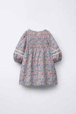 ZARA ZARA TIMELESS —ПЛАТЬЕ С ЦВЕТОЧНЫМ ПРИНТОМ И ВОЛНИСТОЙ ОТДЕЛКОЙ, РАЗНОЦВЕТНЫЙ