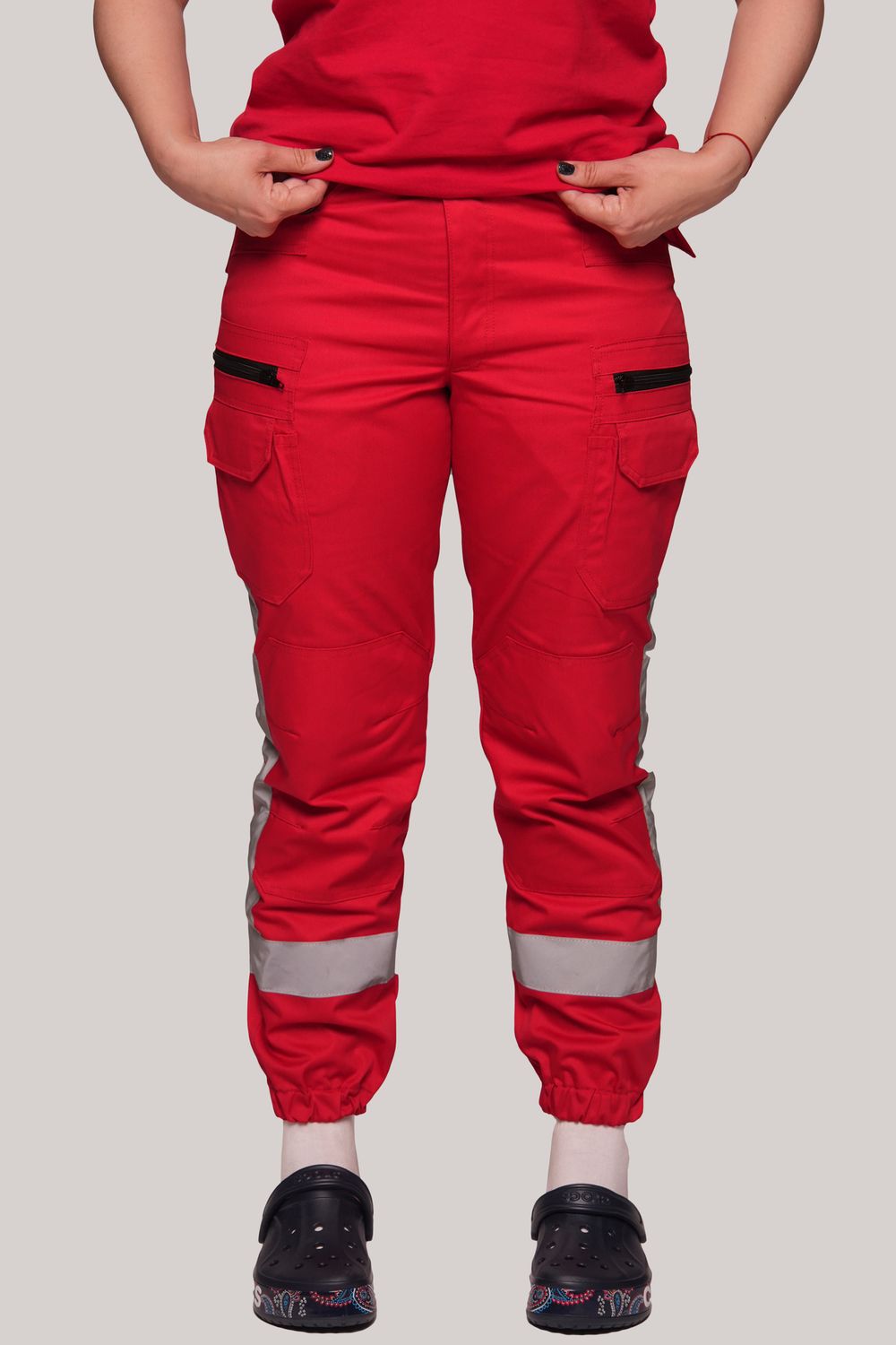 Брюки-джоггеры демисезонные женские Скорая помощь MedicLine цв. Красный