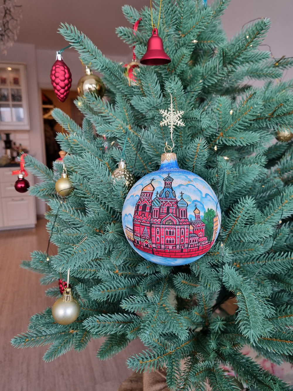 Шар стеклянный "Спас на крови",  ручная роспись