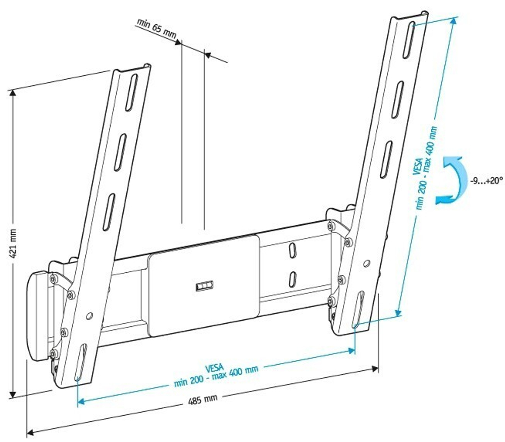 Кронштейн для телевизора Holder LCD-T4612 черный 32;-65; макс.40кг настенный наклон