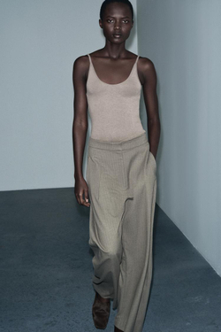 ZARA ТОП НА БРЕТЕЛЯХ, РЫЖЕВАТО-КОРИЧНЕВЫЙ МЕЛАНЖ