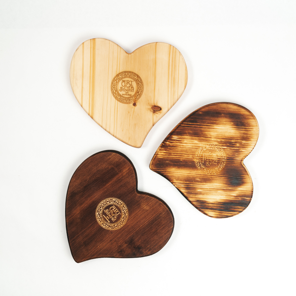 Набор деревянных менажниц из кедра 220х200мм*3ед. с гравировкой "Тепло внутри -сказочно снаружи". MGN3