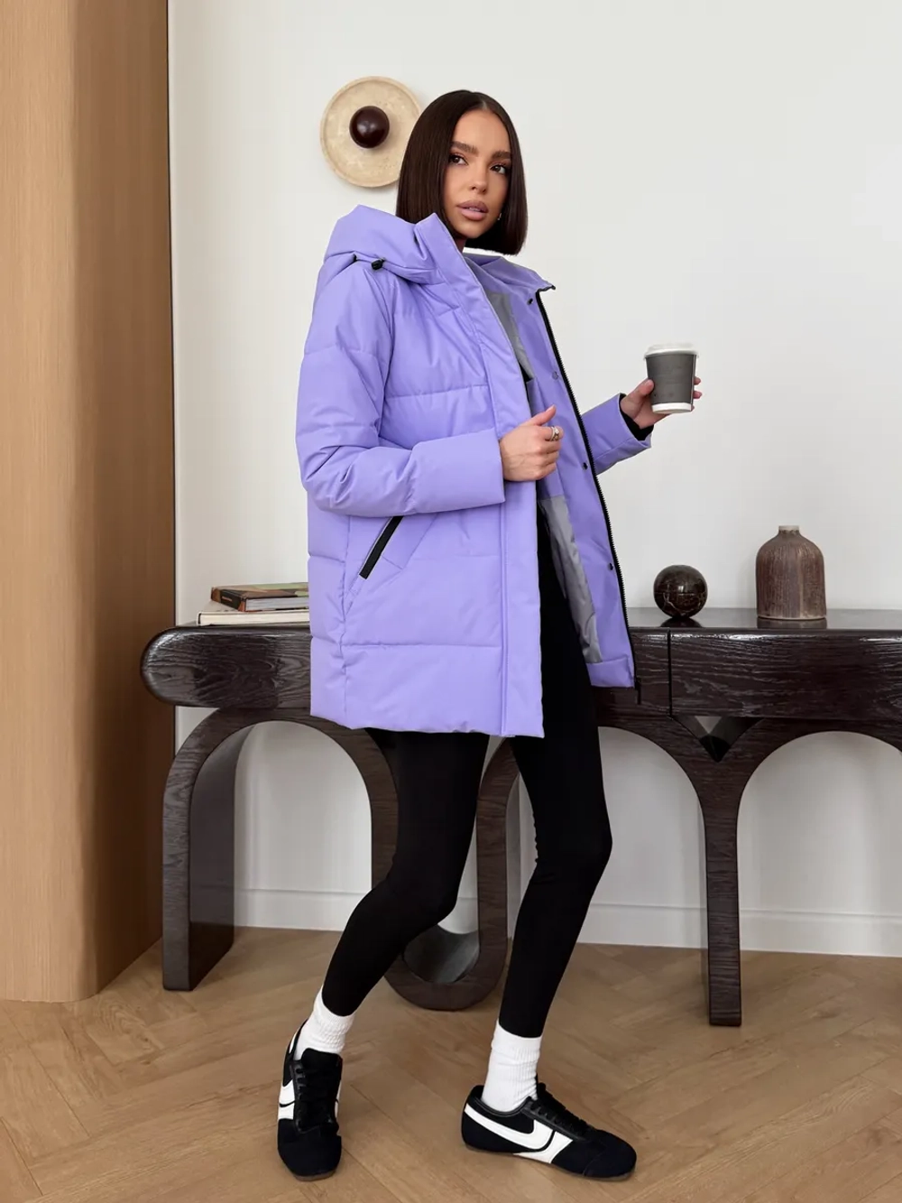 Куртка весенняя удлиненная с капюшоном