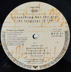 Винтажная виниловая пластинка LP Everything But The Girl The Language Of Life (Germany 1990)