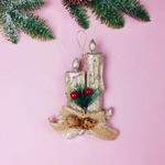 Украшение новогоднее «Свечи с ягодами» 17,5*10 см, Шампань