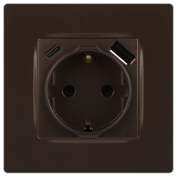 Розетка ЭРА Серия 12 12-4108-13 2P+E 16A-250В со шторками с USB type-A+C 5В-3А бронза