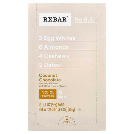 RXBAR, протеиновый батончик, кокос и шоколад, 12 батончиков по 52 г (1,8 унции)