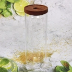 Банка для продуктов стеклянная 1300мл «Хай-Тек» с крышкой из акации 9*25см