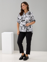 Блузка БЛ-131/чернобелый-газета