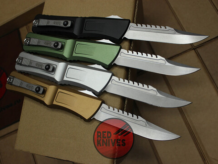 Нож Microtech Troodon 3 BOWIE Gray - рукоять серый алюминий