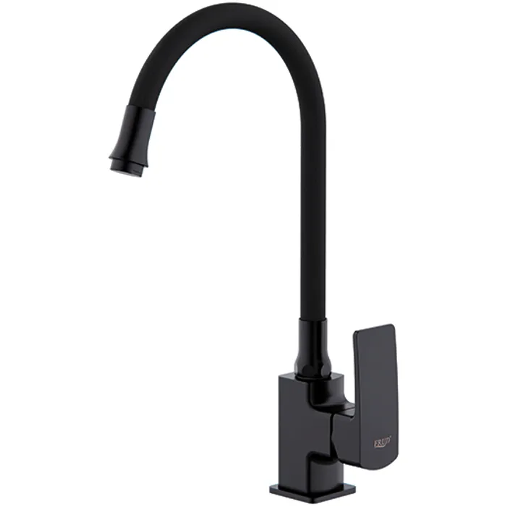 Смеситель FRUD кухня гибкий излив, керам. картр., силумин, черный, гайка R43152 (1/10