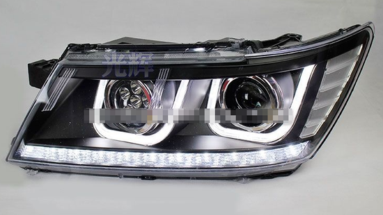 Передние фары Додж Джорни 2008-2019 V3 type [Комплект Л+П; светодиодные; электрокорректор; биксеноновая линза]