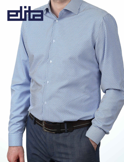 Сорочка мужская ELITA длинный рукав, цвет голубой, хлопок/пэ