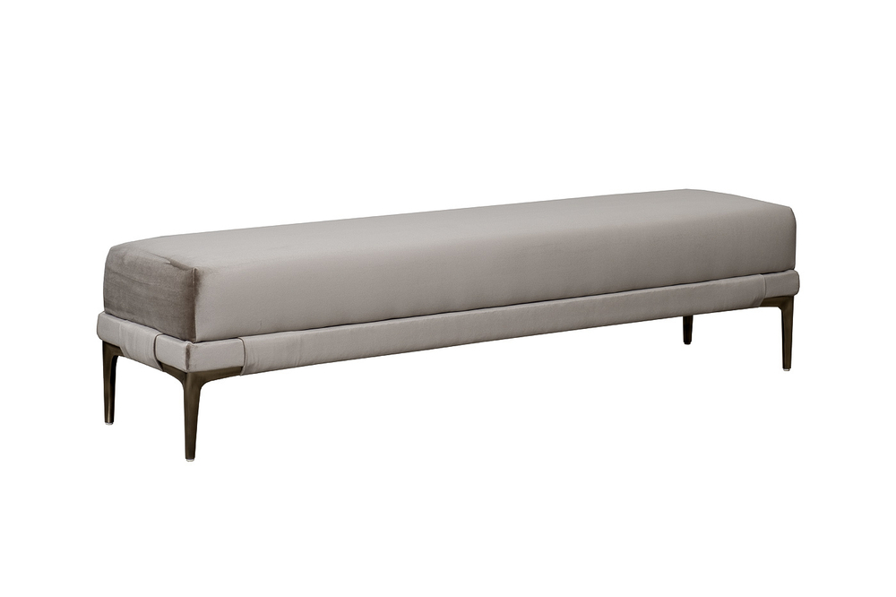 Банкетка велюровая Garda Decor Prima Velvet бежевая на металлических опорах