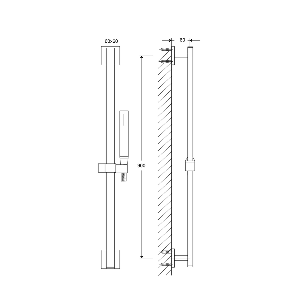Steinberg Серия 210 Душевой гарнитур со штангой 900мм, c ручным душем, с металлическим шлангом 1800мм, хром 210 1602