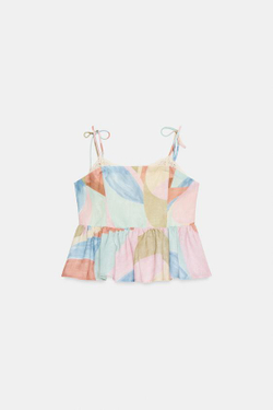 ZARA ТОП С ПРИНТОМ НА БРЕТЕЛЯХ, РАЗНОЦВЕТНЫЙ