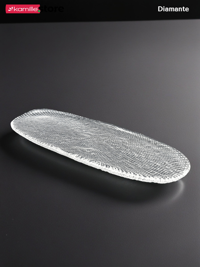 Блюдо овальное 42 см. из стекла, Diamante