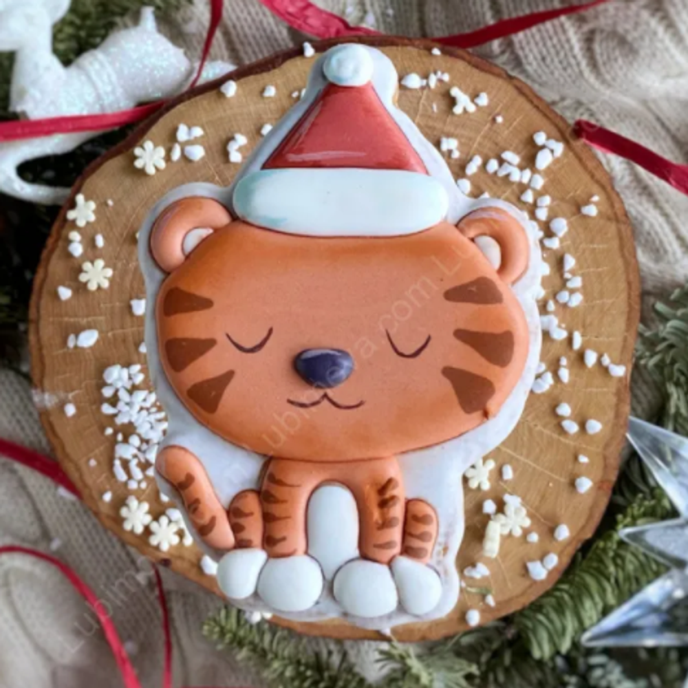 Вырубка + трафарет Тигренок с колпачком, 8*11,5 см
