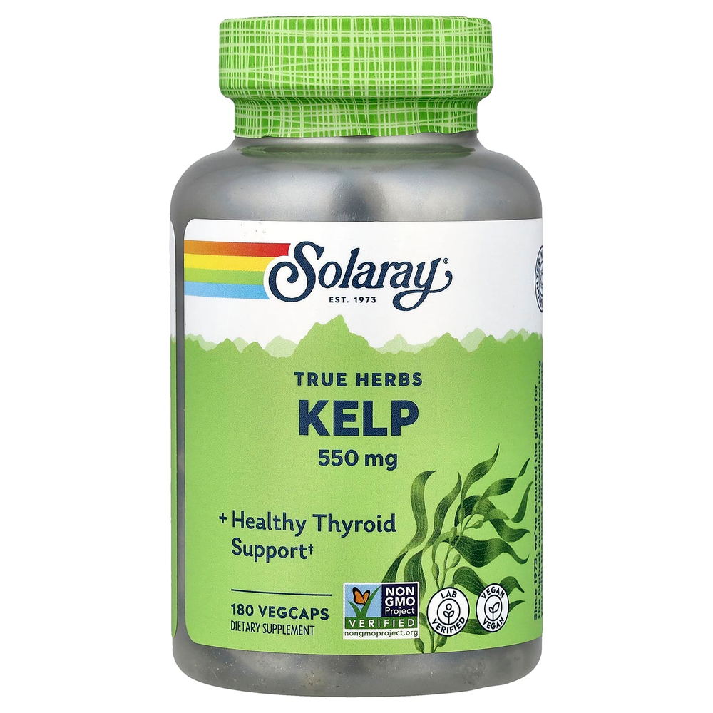 Solaray, True Herbs, бурые водоросли, 550 мг, 180 растительных капсул